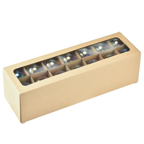 Artikel Glaskugeln Perlmuttklar Irisierend 5cm Metallaufhänger 24er Set