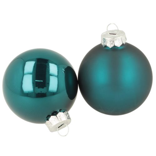 Weihnachtskugeln Glas 6cm Opalblau Matt und Glänzend 24er Set Innenbereich