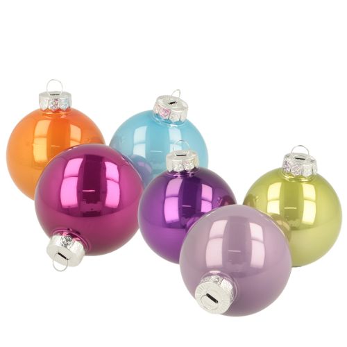 Bunte Christbaumkugeln Glas glänzend Ø 60mm 24 Stück Set einkaufen | Floristik21.de