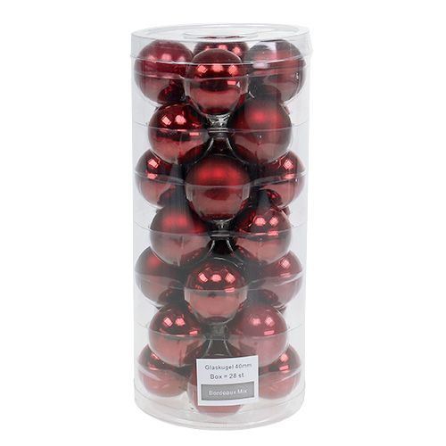 Artikel Weihnachtskugel Glas Ø4cm Bordeaux Mix 24St