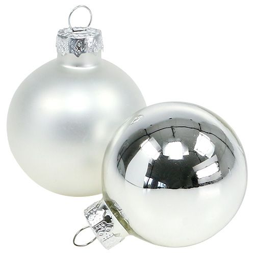 Floristik21 Weihnachtskugel Glas Ø6cm Silber Mix 24St