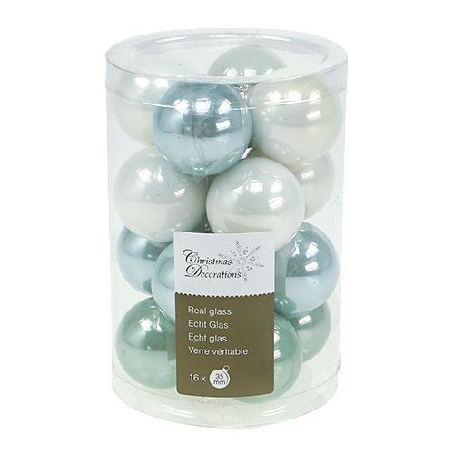 Floristik21 Weihnachtskugel Glas Ø3,5cm Mint sort. 16 St