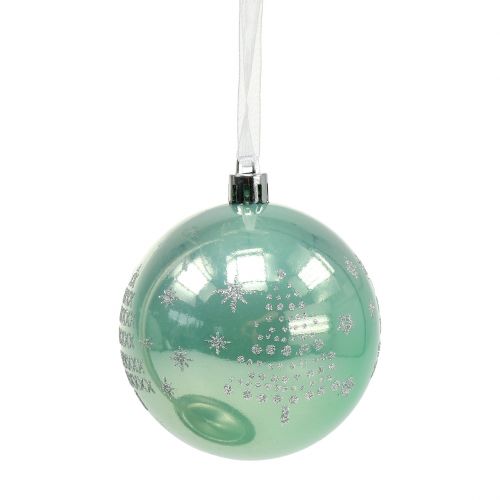 Floristik21 Weihnachtskugel mit Glitter Eukalyptus Ø8cm 6St