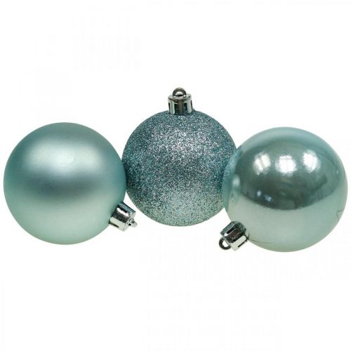 Floristik21 Weihnachtskugeln Kunststoff Hellblau Mix Ø6cm 10 St