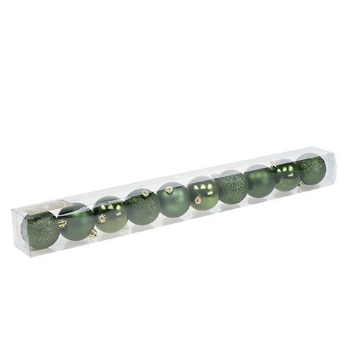 Weihnachtskugel Plastik Ø6cm Grün 10St | Floristik21.de