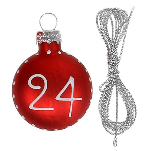Floristik21 Weihnachtskugel Ø3,5cm mit Zahlen Rot 24 St