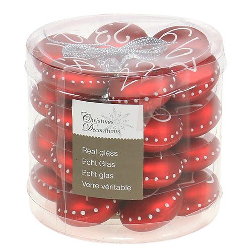 Floristik21 Weihnachtskugel Ø3,5cm mit Zahlen Rot 24 St