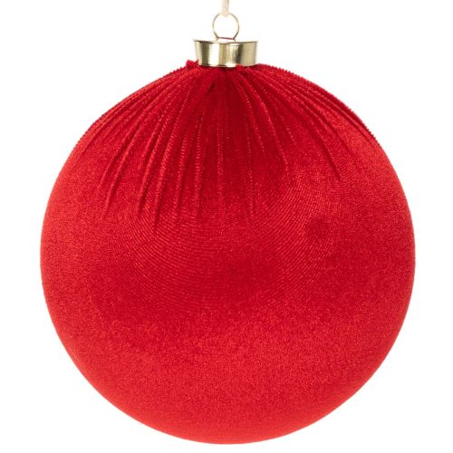 Weihnachtskugel Rot 15 cm Samtüberzug Aufhänger 3 Stück