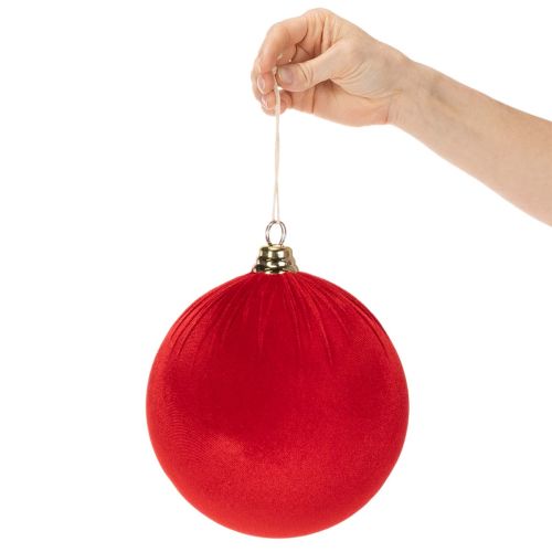 Weihnachtskugel Rot Samtoptik Ø 20 cm 3er-Set für Innenräume | Floristik21.de