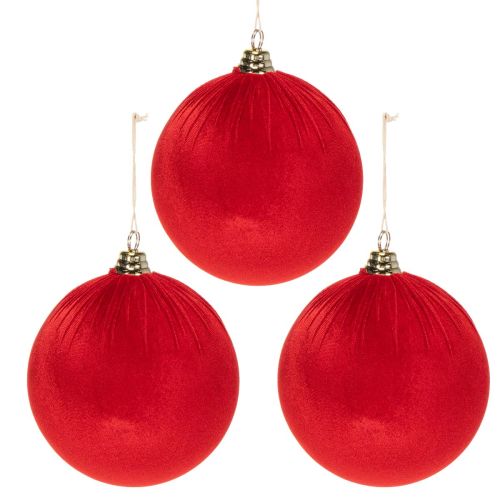 Weihnachtskugel Rot Samtoptik