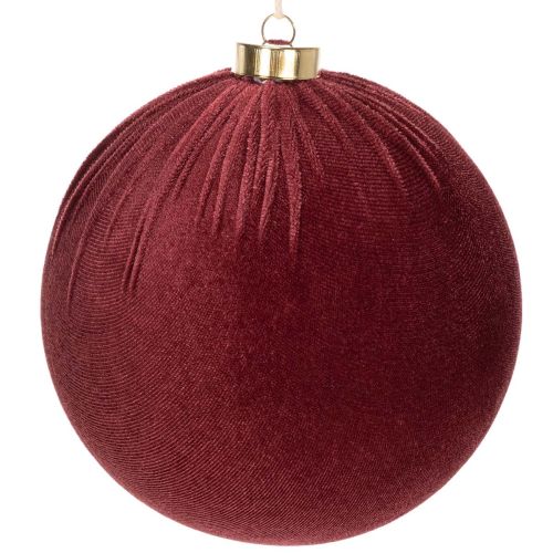 Weihnachtskugel aus Styropor Weinrot mit Samtüberzug 15 cm 3er-Set