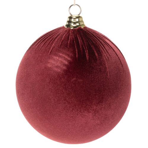 Weihnachtskugel Samtoptik Rot 20 cm aus Styropor mit Textilüberzug 3er-Set