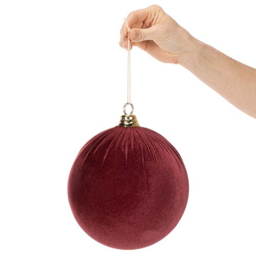 Weihnachtskugel Samtoptik Rot 20 cm aus Styropor mit Textilüberzug 3er-Set | Floristik21.de