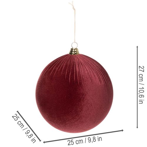 Weihnachtskugel Samt Rot 25cm