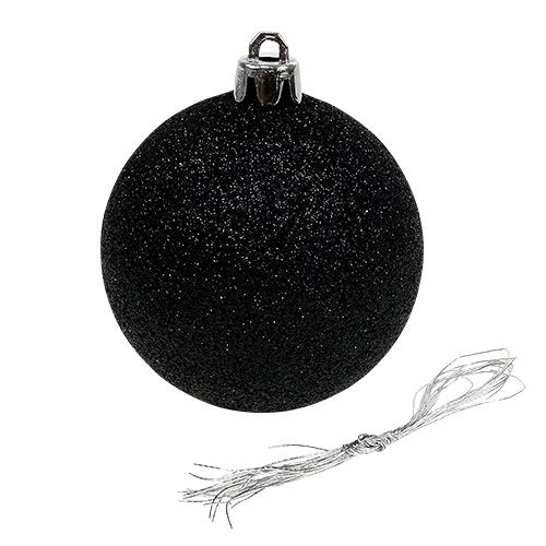 Floristik21 Weihnachtskugel Schwarz Mix Ø7cm Plastik 6St