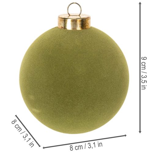 Christbaumkugeln Kunststoff Moosgrün Samtoptik Struktur-Mix Ø 8 cm 12 Stück | Floristik21.de