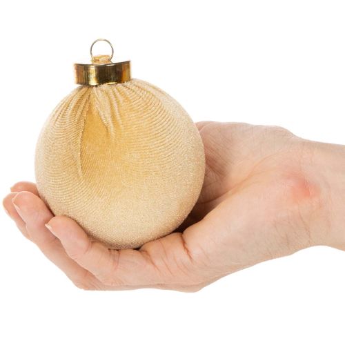 Weihnachtskugel 8cm Samtoptik Mix Cremeweiß Beige Braun 12er Set Innenbereich | Floristik21.de