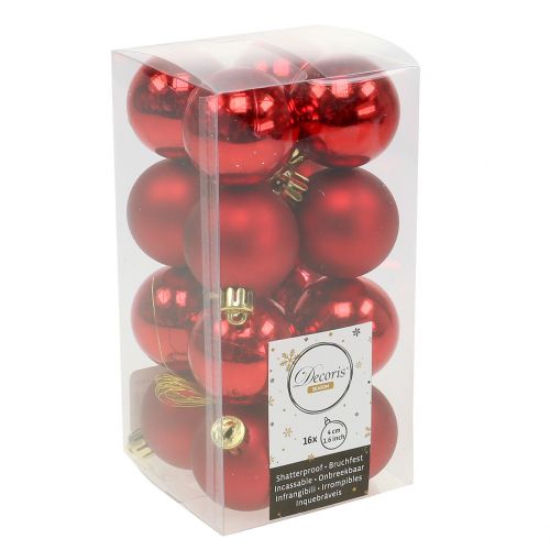 Floristik21 Weihnachtskugel Rot klein Ø4cm 16St