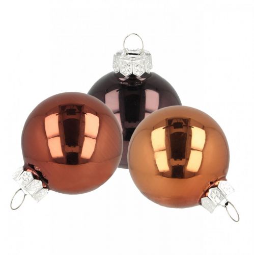 Christbaumschmuck, Weihnachtskugeln, Baumkugel-Mix Braun H4,5cm Ø4cm Echtglas 24St Christbaumschmuck, Weihnachtskugeln, Baumkugel-Mix Braun H4,5cm Ø4cm Echtglas 24St