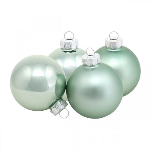 Christbaumschmuck, Baumkugel-Mix, Mini-Weihnachtskugeln Grün Mint H4,5cm Ø4cm Echtglas 24St Christbaumschmuck, Baumkugel-Mix, Mini-Weihnachtskugeln Grün Mint H4,5cm Ø4cm Echtglas 24St