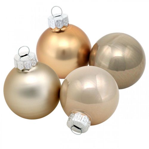 Baumschmuck-Mix, Weihnachtskugeln, Mini-Baumanhänger Golden/Braun/Perlmutt/Beige H4,5cm Ø4cm Echtglas 24St Baumschmuck-Mix, Weihnachtskugeln, Mini-Baumanhänger Golden/Braun/Perlmutt/Beige H4,5cm Ø4cm Echtglas 24St