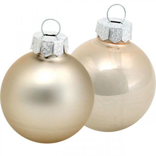 Baumschmuck-Mix, Weihnachtskugeln, Mini-Baumanhänger Golden/Braun/Perlmutt/Beige H4,5cm Ø4cm Echtglas 24St