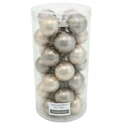 Christbaumkugeln, Mini-Baumkugeln, Weihnachtsschmuck-Mix Beige/Perlmutt H4,5cm Ø4cm Echtglas 24St