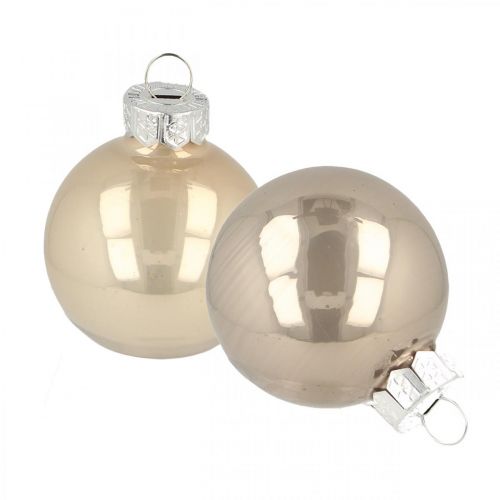 Floristik21 Christbaumkugeln, Mini-Baumkugeln, Weihnachtsschmuck-Mix Beige/Perlmutt H4,5cm Ø4cm Echtglas 24St