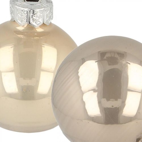 Christbaumkugeln, Mini-Baumkugeln, Weihnachtsschmuck-Mix Beige/Perlmutt H4,5cm Ø4cm Echtglas 24St