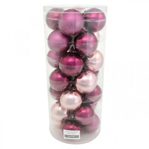 Artikel Weihnachtskugel, Christbaumschmuck, Baumkugeln Violett H6,5cm Ø6cm Echtglas 24 St
