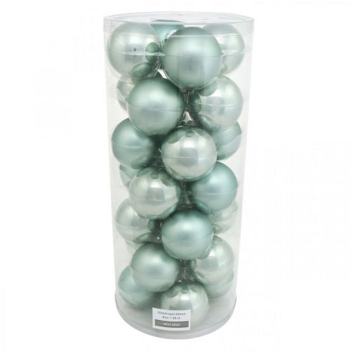 Weihnachtskugel, Baumschmuck, Christbaumkugel Grün Mint H6,5cm Ø6cm Echtglas 24St