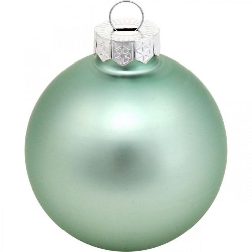 Christbaumschmuck, Baumkugel-Mix, Mini-Weihnachtskugeln Grün Mint H4,5cm Ø4cm Echtglas 24St