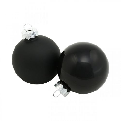 Artikel Christbaumkugeln, Baumanhänger, Glaskugeln Schwarz H6,5cm Ø6cm Echtglas 24 St