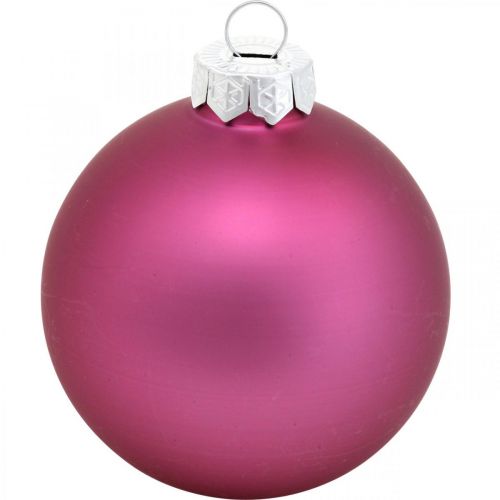 Artikel Mini-Baumkugeln, Weihnachtskugel-Mix, Christbaumanhänger Violett H4,5cm Ø4cm Echtglas 24 St