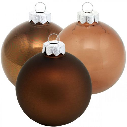 Christbaumkugel, Baumschmuck, Weihnachtskugeln Braun H6,5cm Ø6cm Echtglas 24St Christbaumkugel, Baumschmuck, Weihnachtskugeln Braun H6,5cm Ø6cm Echtglas 24St