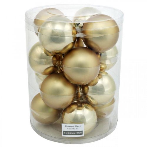 Baumkugel, Christbaumschmuck, Weihnachtskugel Golden H8,5cm Ø7,5cm Echtglas 12St