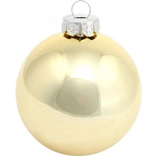 Floristik21 Baumkugel, Christbaumschmuck, Weihnachtskugel Golden H8,5cm Ø7,5cm Echtglas 12St
