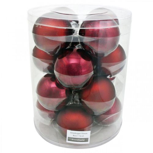 Weihnachtskugel, Christbaumschmuck, Glaskugeln Weinrot H8,5cm Ø7,5cm Echtglas 12St