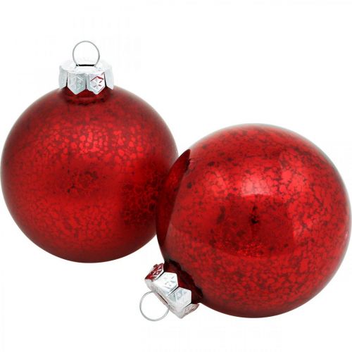 Christbaumschmuck, Baumanhänger, Weihnachtskugel Rot marmoriert H8,5cm Ø7,5cm Echtglas 14St Christbaumschmuck, Baumanhänger, Weihnachtskugel Rot marmoriert H8,5cm Ø7,5cm Echtglas 14St