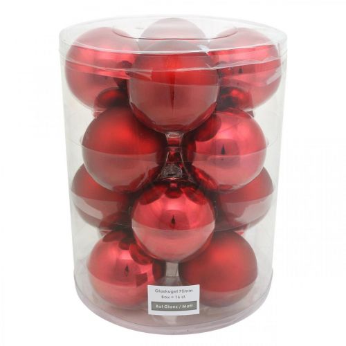Christbaumkugel, Baumschmuck, Weihnachtskugel Rot H8,5cm Ø7,5cm Echtglas 12St