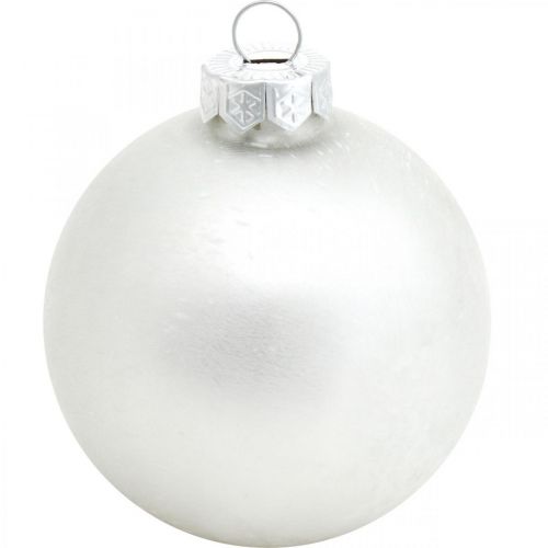 Weihnachtskugel, Schneeball, Christbaumschmuck, Glaskugel Weiß H8,5cm Ø7,5cm Echtglas 14St