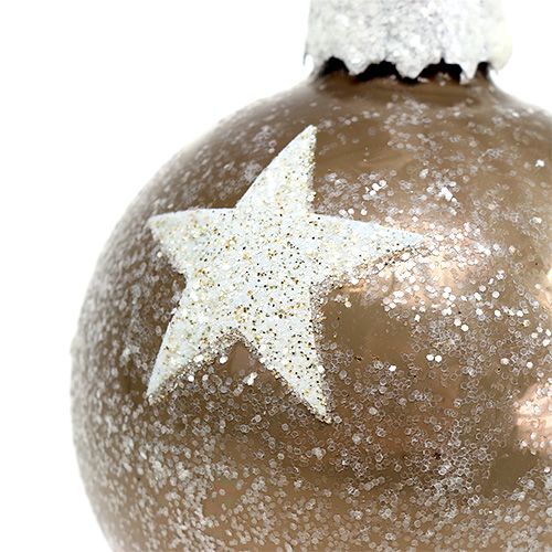 Artikel Weihnachtskugel Glas mit Sternenmuster Hellbraun Ø6cm 6St