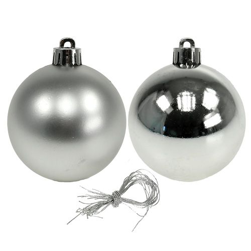 Floristik21 Weihnachtskugel Plastik Ø6cm Silber Mix 12St