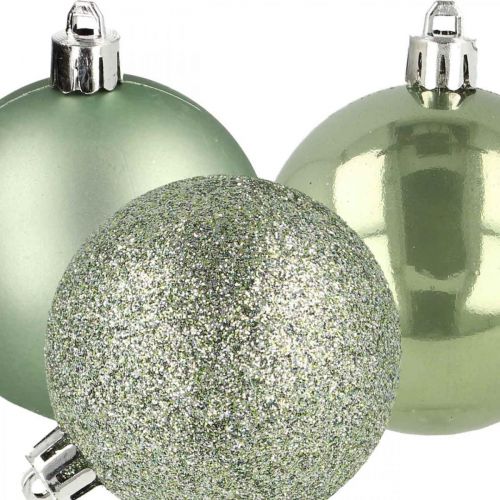 Floristik21 Weihnachtskugel Grün Kunststoff Mix Ø6cm 10St