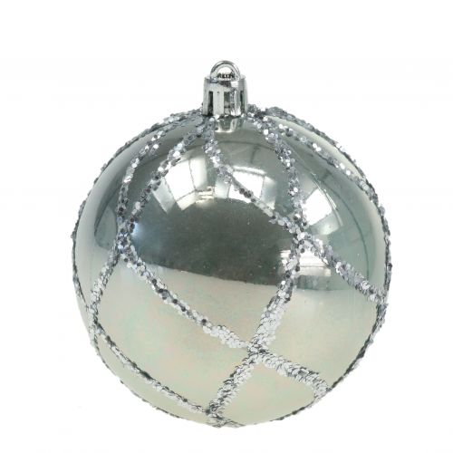 Weihnachtskugel Plastik Silber Ø8cm 2St