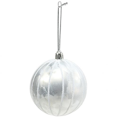 Floristik21 Weihnachtskugel Plastik Weiß Ø8cm 2St