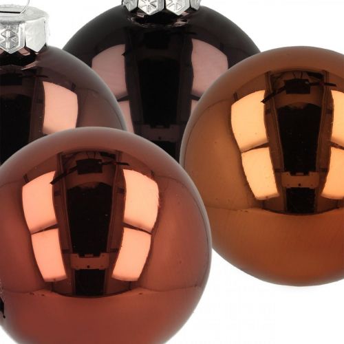 Floristik21 Christbaumkugeln, Baumschmuck, Weihnachtskugel Braun H6,5cm Ø6cm Echtglas 24 St