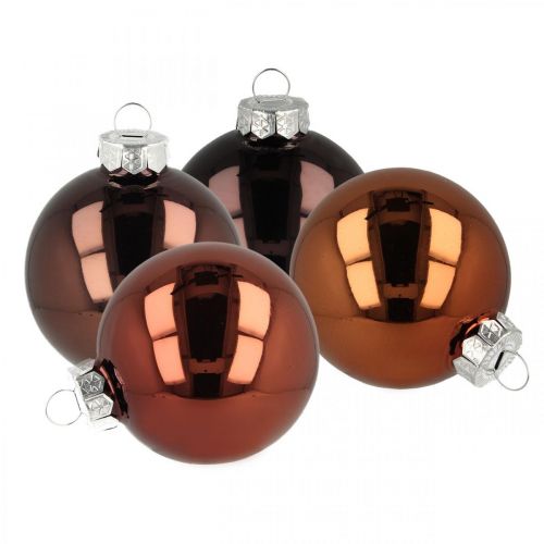 Floristik21 Christbaumkugeln, Baumschmuck, Weihnachtskugel Braun H6,5cm Ø6cm Echtglas 24 St