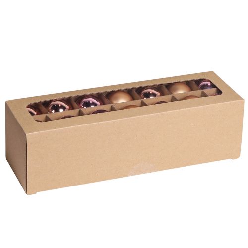 Artikel Glas Weihnachtskugeln Apricot-Rosa Mix - Glänzend & Matt - Ø4cm - 24er Set