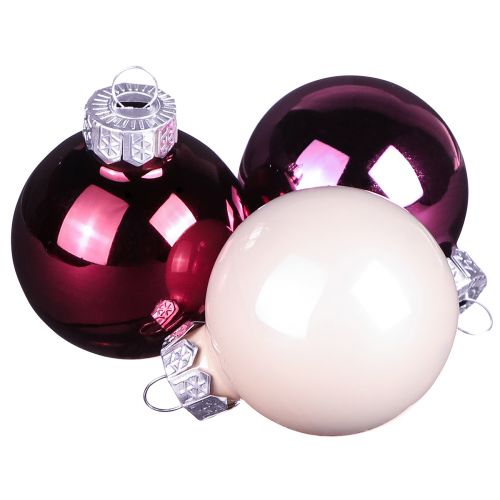 Artikel Glas-Weihnachtskugeln Berry Mix, Christbaumschmuck 24er Set, Ø4cm Rosa Beige-Creme